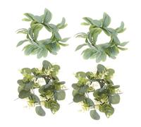 BESPORTBLE 4pcs Artificial Candle Leaf Garland Wreaths Miniature Decorative Ring for Home Table Party Indoor Outdoor Use Realistic Faux Hanging Wreaths for Holiday and Valentine S Day Decor