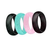BESPORTBLE 4Pcs Assorted Color Glitter Silicone Finger Rings for Women Simple Styled Sports Ring Comfortable and Durable for Active Lifestyles Safe for Sensitive Skin
