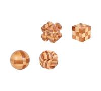 BESPORTBLE 4pcs Bamboo Luban Lock Puzzle Educational Interlocking Brain Teasers for Adults Creative Ming Lock Game for Mindfulness Intelligence Building and Stress Relief
