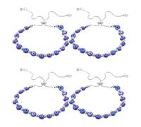 BESPORTBLE 4pcs Beaded Evil Eye Bracelet: Adjustable Rope Bracelet With Sphere Eye Charm - Lucky Bead Wristband For Festivals Parties Decor