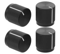 BESPORTBLE 4pcs Black Aluminum Alloy Flat Top Bass Guitar Potentiometer Control Knobs 1/4" Inner Shaft Volume Tone Guitar Knobs Replacement for Electric and Acoustic Instruments