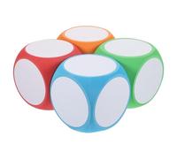BESPORTBLE 4Pcs Blank Rounded Foam Dice Erasable DIY Drawing Educational for Multi Color Red Orange Blue Green Reusable Writing Cubes for Classroom Learning and Party Games