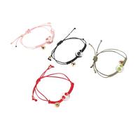 BESPORTBLE 4pcs Braided Rope Cat Bracelet Cute Ceramic Maneki Neko Charm Wristbands for Women Lightweight Lucky Jewelry Handmade Woven String Gift