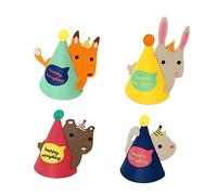 BESPORTBLE 4pcs Cartoon Animal Birthday Hats for Eco Friendly Animal Theme Party Caps with Fox Rabbit Bear Cat Designs Safe and Headgears for Boys and Celebration