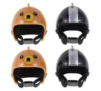 BESPORTBLE 4pcs Chicken Helmet Hen Hat Protective Headgear PP Adjustable Size 2 Small Bear and 2 Black Star for Parakeet and Chicken Keychains and Motorcycles Random Color