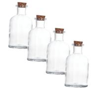 BESPORTBLE 4pcs Clear Glass Sample Bottles with Wood Stoppers Small Neck Reagent Storage Vials for DIY Art Decoration Party