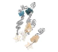 BESPORTBLE 4pcs Crystal Dreadlock Hair Accessories Set - Blue Grey Dragon Scale, Yellow Crystal Beads with Star Charms - Braid Jewelry for Women Festival Hairstyles and Dreadlock Styling