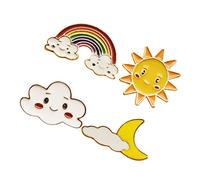 BESPORTBLE 4Pcs Cute Cartoon Brooch Pins Set - Sun - Moon Cloud & Rainbow Pin Badges for Sweaters Cardigans and Accessories Adorable Lapel Pins for and Weddings