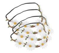 BESPORTBLE 4pcs Daisy Wreath Headbands for Lightweight Floral Hair Accessories White Flower Crowns for Weddings Vacations Beach Photoshoots Comfortable Headdress
