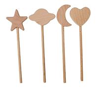 BESPORTBLE 4pcs DIY Wooden Fairy Wand Photo Props Unfinished Beech Wood Star Moon Heart Cloud Shapes for Coloring and Crafting Activities