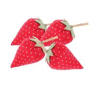 BESPORTBLE 4pcs Fabric Faux Strawberry Decor with Soft Filler Realistic Simulation Fruit Models for Farmhouse Bowl Fillers Food Photography and Home Party Decorations