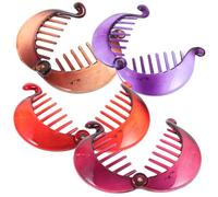BESPORTBLE 4pcs Fashionable Banana Ponytail Hair Clips for Women Strong Hold Hair Accessories Stylish Multi Color Red Purple Brown