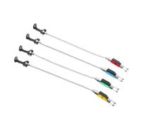 BESPORTBLE 4pcs Fishing Bite Alarm with Flexible Chain Swingers and Tensioner for Rods Heavy Duty Quiet Indicators in Red Green Blue Yellow Portable Outdoor Travel Accessories