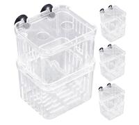 BESPORTBLE 4pcs Floating Fish Breeding Box for Aquarium Transparent Double Layer Fry Hatchery Incubator with Suction Cups for Small Fish Nursery Like Betta Guppy Clownfish Shrimp Isolation