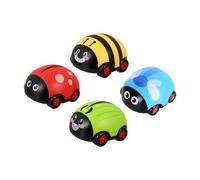BESPORTBLE 4Pcs Glowing Pull Back Car Friction Powered Ladybug Design Vehicles in Red Yellow Blue Green Inertia Cars for Birthday Gifts and Educational Play