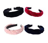 BESPORTBLE 4pcs Gold Velvet Cross Hair Hoops Braid Hair Band Wide Flannelette Headwraps Elegant Headdress for Women Ladies