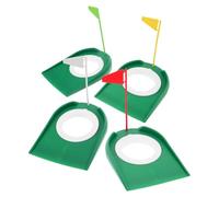 BESPORTBLE 4Pcs Golf Putting Cups with Plastic Triangle Flags White Yellow Red Green, Indoor Outdoor Practice Golf Hole Training Aids for Office Yard and Garage