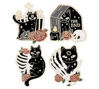 BESPORTBLE 4pcs Halloween Pins: Black Cat Brooch For Halloween Party - Alloy Cute Cartoon Enamel Pin Badge For Sweaters Bags And Clothing Accessories