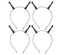 BESPORTBLE 4pcs Halloween Season Alien Antenna Headband Glow in Dark Black | Plastic Cartoon Headwear, Secure Stay-in-place Fit, Family Celebrations, Photo Booth Props, Space-themed Outfits