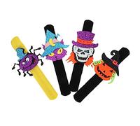 BESPORTBLE 4pcs Halloween Slap Bracelets Wristbands with Pumpkin and Bat Design Lightweight Safe Material Party Props for Boys Teens Adults