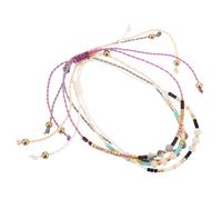 BESPORTBLE 4pcs Handmade Crystal Bracelets with Rice Beads for Women Adjustable Boho Style for Summer Beach Parties Daily Wear Unique Durable Fashion Anklet