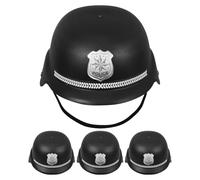 BESPORTBLE 4pcs Helmet Role Play, Black Plastic Policeman Hats with Badge for Costume, Halloween Party and Cosplay Accessories