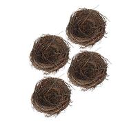 BESPORTBLE 4pcs Imitated Rattan Woven Bird Nest for Photography Props Realistic Decorative Artificial Nest for Easter and Holiday Tabletop Displays