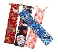 BESPORTBLE 4pcs Japanese Handheld Fan Cover Pouch Set with Drawstring Closure, Lightweight Polyester Cotton Folding Fan Bags, Traditional Chinese and Japanese Inspired Design for Personal