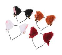 BESPORTBLE 4pcs Jingle Bell Fox Ears Headband Soft Faux Fur Animal Ear Hairbands in Black White Wine Festival Cosplay Costume Accessories for Halloween Christmas Party Photo Prop