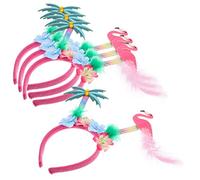 BESPORTBLE 4pcs Lightweight Flamingo and Palm Tree Headbands for Hawaiian Luau Party Flexible Decorative Hairbands for Birthday Beach Cosplay Carnival and Masquerade