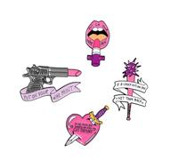 BESPORTBLE 4Pcs Lovely Cartoon Lipstick Brooch Chic Feminism Badge Pins Unique Brooches for Clothing Stylish Accessories for Women present for