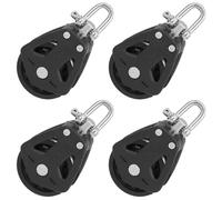 BESPORTBLE 4pcs Marine Grade Nylon Single Wheel Swivel Pulley System Set for Sailboats Yachts Kayaks - Heavy Duty Rope Bearing Lifting Groove Guide Pulley for Boat Rigging and Outdoor Use