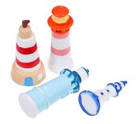 BESPORTBLE 4Pcs Mediterranean Coastal Figurines Lighthouse Miniature Landscape Decorations Tabletop Beach Ornaments for Home Garden Yard Micro Landscape Display