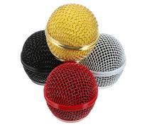 BESPORTBLE 4pcs Microphone Metal Grille Replacement Kit Wireless Mic Grill Cover in Black Gold Red White Easy to Install for Musicians Podcasters Broadcasters