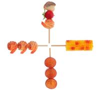BESPORTBLE 4pcs Mini Artificial Barbecue Skewers Set Mini Shrimp, Corn, Onion, and Scallop Tomato Skewers, Plastic Fake Grill Food Model for Pretend Play and Photo Props