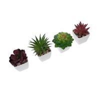 BESPORTBLE 4Pcs Mini Artificial Succulent Plants Faux Potted Succulents Set Red Aloe, Small Sword Grass, Happy Lotus, and Mini Water Lotus for Home and Office Decoration