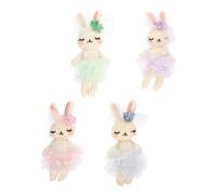 BESPORTBLE 4pcs Mini Bunny Plush Soft Fabric Mesh Stuffed Animal Dolls for Easter Valentines Birthday Party Favor Small Cute Cotton Filled Rabbit Plushies for Home Sofa Car Decoration