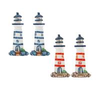 BESPORTBLE 4pcs Mini Lighthouse Models Resin Sculptures for Ocean Theme Party Nautical Decor Red Blue Compact Seaside Figurines