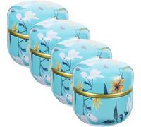 BESPORTBLE 4pcs Mini Portable Iron Art Tea Canisters Sealing Lid Small Airtight Tea Storage Containers for Kitchen Cupboards in Light Summer Floral Design