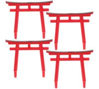 BESPORTBLE 4pcs Mini Torii Gate Red Japanese Shinto Shrine Model Miniature Garden Gate Bridge for Fairy Zen Garden Accessories Fish Tank Landscape Decoration