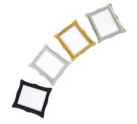 BESPORTBLE 4pcs Mini Vintage Resin Picture Frames Set Small Ornate Miniature Photo Frames for Dollhouse Décor, Jewelry Display, and Holiday Party Decorations in Gold, Green, Silver, and Black