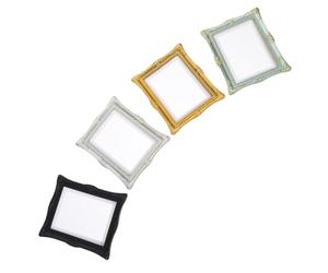 BESPORTBLE 4pcs Mini Vintage Resin Picture Frames Set Small Ornate Miniature Photo Frames for Dollhouse Décor, Jewelry Display, and Holiday Party Decorations in Gold, Green, Silver, and Black