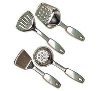 BESPORTBLE 4pcs Miniature Kitchen Utensils Doll House Furniture Mini Cookware Model Mini Kitchenware Model Mini Kitchen Utensils Doll House Kitchen Utensils Stainless Steel Silver