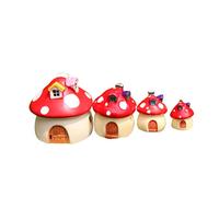 BESPORTBLE 4Pcs Miniature Ornaments Set Resin Mini Mushroom House for Fairy Garden Decor Micro Landscape Decoration Moss Dollhouse