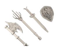 BESPORTBLE 4pcs Miniature Play Swords and Shields Set Castle Building Blocks Accessories for Boys Creative Parts for Imaginative Role Play and DIY Fun