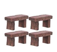 BESPORTBLE 4pcs Miniature Rustic Resin Double Bench Seat, Vintage Garden Miniature Chair Set for Dollhouse Accessories, Micro Landscape Decoration for Fairy Garden and Bonsai Craft