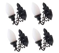 BESPORTBLE 4pcs Miniature Wall Lamps for Sand Table Landscape Decor Luminous DIY Scene Accessories Black with Warm Yellow Light for Mini House Models