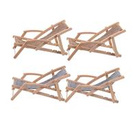 BESPORTBLE 4pcs Miniature Wooden Beach Chair Models Realistic Folding Lounge Chairs for Dollhouse Decor Fairy Garden Accessories Compact Summer Vacation Themed Display