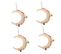BESPORTBLE 4pcs Moon Swing Toy for Parrots Wooden Bird Swing Cage Pet Bird Plaything Easy to Use