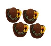 BESPORTBLE 4pcs Pet Mini Cowboy Hat Adjustable Felt Costume Fascinator for Hamster Small Birds Chicken Western Headgear for Farm-themed Events